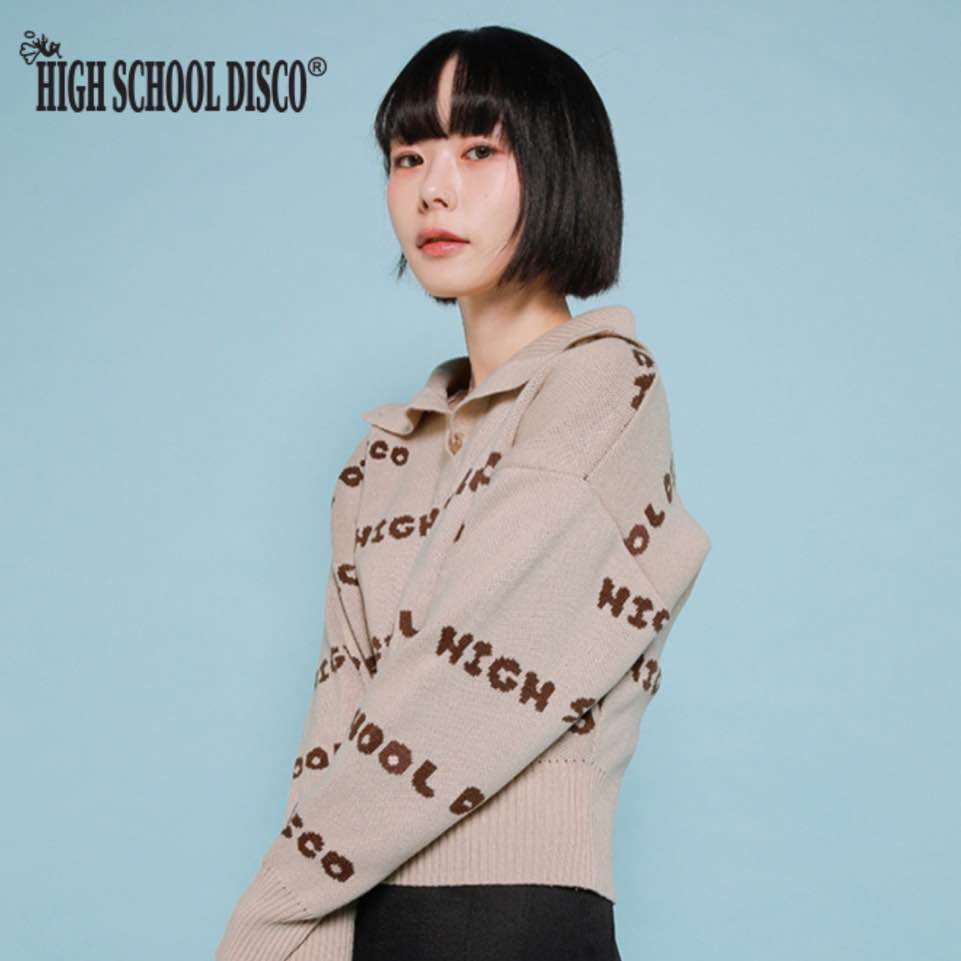 HIGHSCHOOLDISCO 公式 ボタンディスコクロップニット ポロニット 韓国正規品