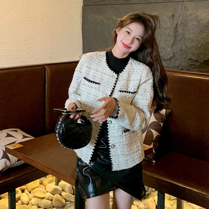 ジャケット レディース 秋 アイボリー クラシック 小柄 気質 ショート丈