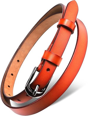 ベルト レディース 本革 細ベルト ゴルフ スーツ長さ調整可能 柔らかい 軽量 (ブラウン Free Size)