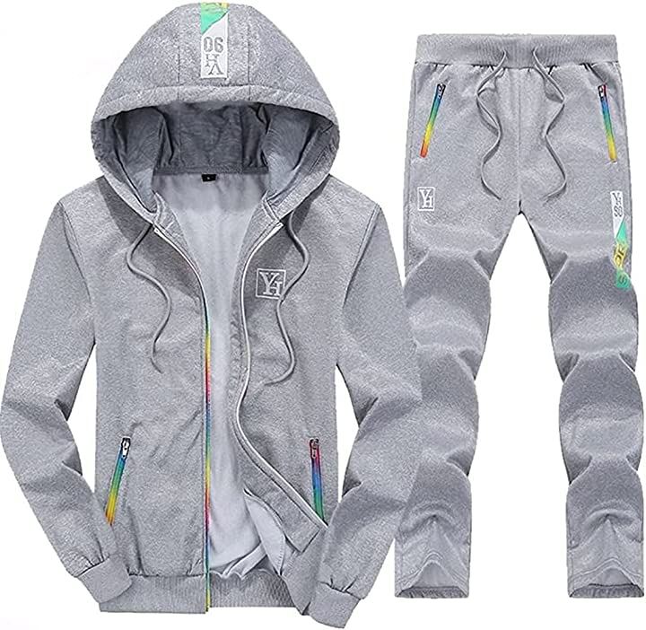 アスペルシオ 長袖 スエット パーカー 2点セット フード付き メンズ 灰色(グレー, XL)