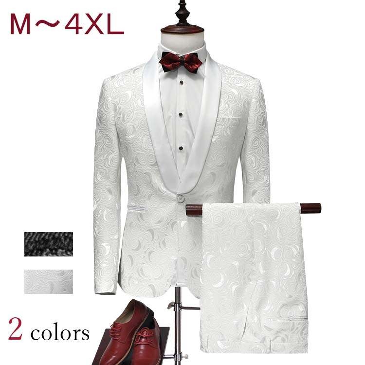 スーツセットアップメンズ春かっこいいスーツ ネイビーシングルセットアップスーツパーティースーツホストスーツ結婚式スーツ2次会スーツホワイト白ブラックメンズスーツ 成人式ドレス男性紳士服