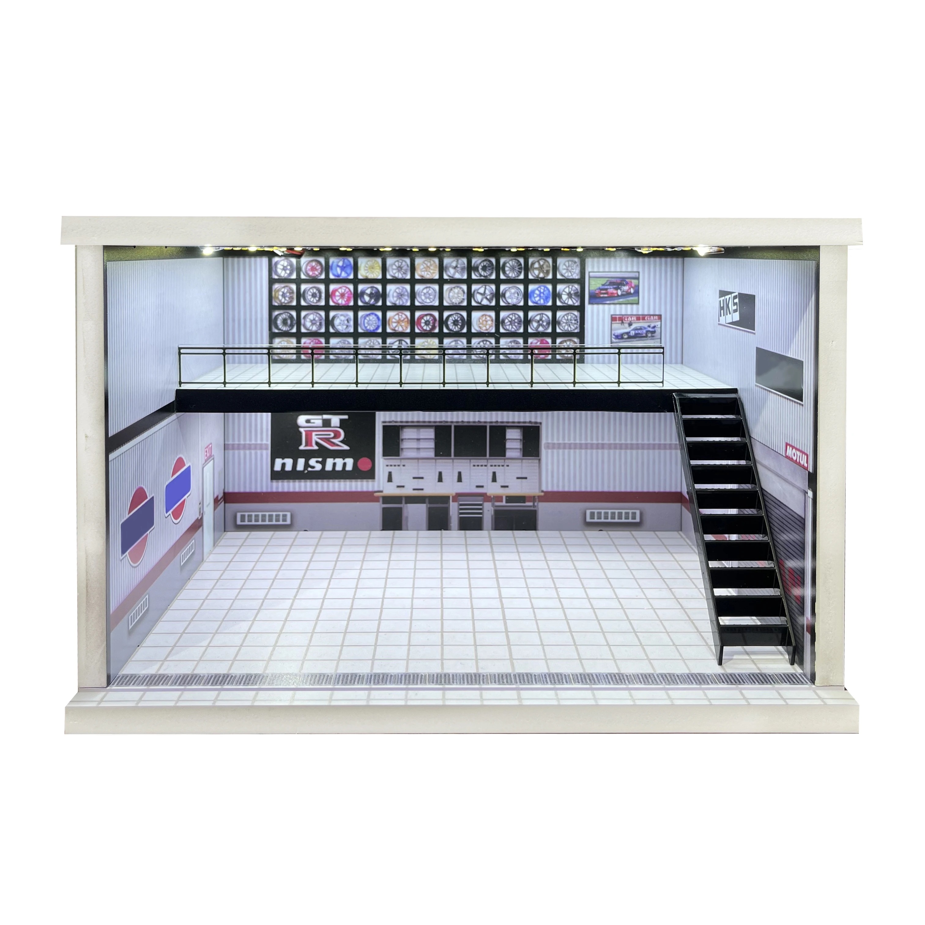 メイドゥオシン ダイオラマ 1/64 スケール ミニチュアカーモデル 立体駐車場モデル ライト付き アクリル防塵カバー 輸入品