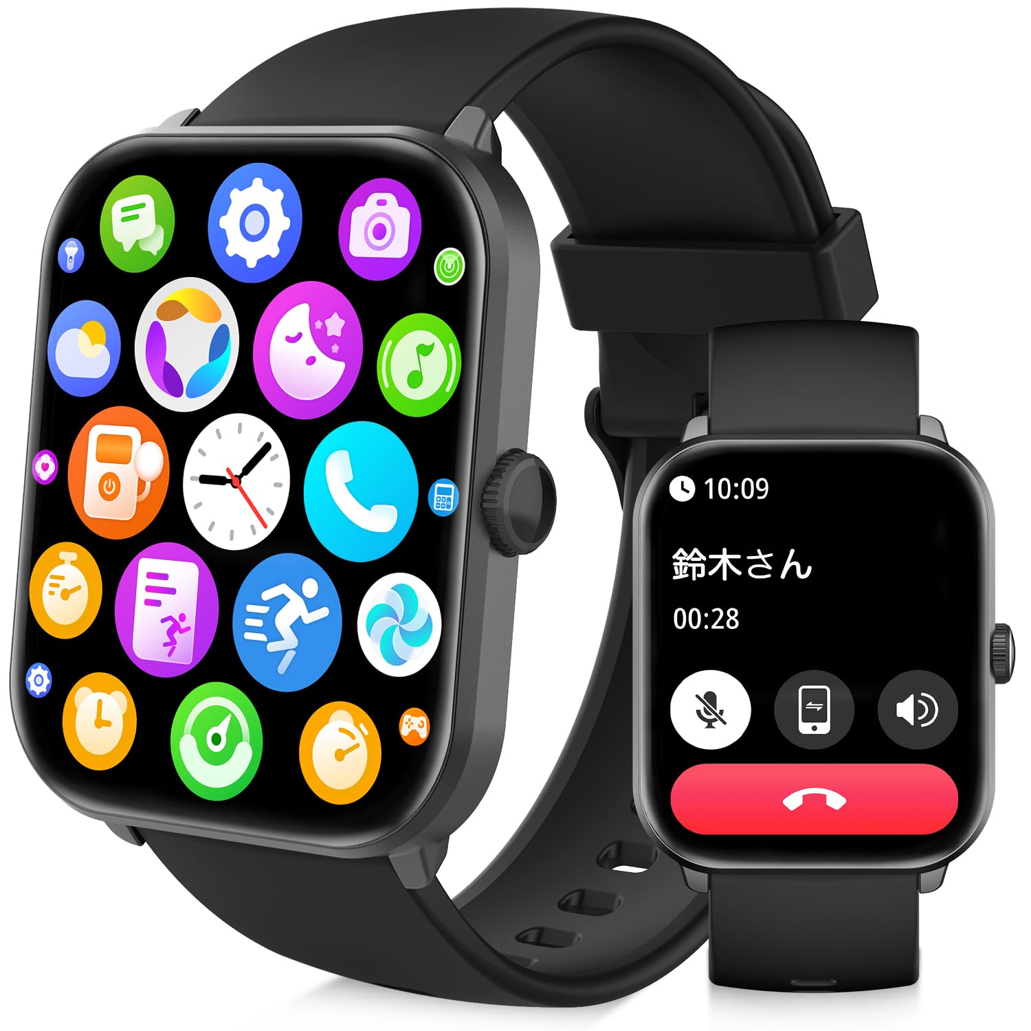 スマートウォッチ【2024改良最新型】Bluetooth通話機能 音楽再生 電卓機能 活動量計 iPhone対応