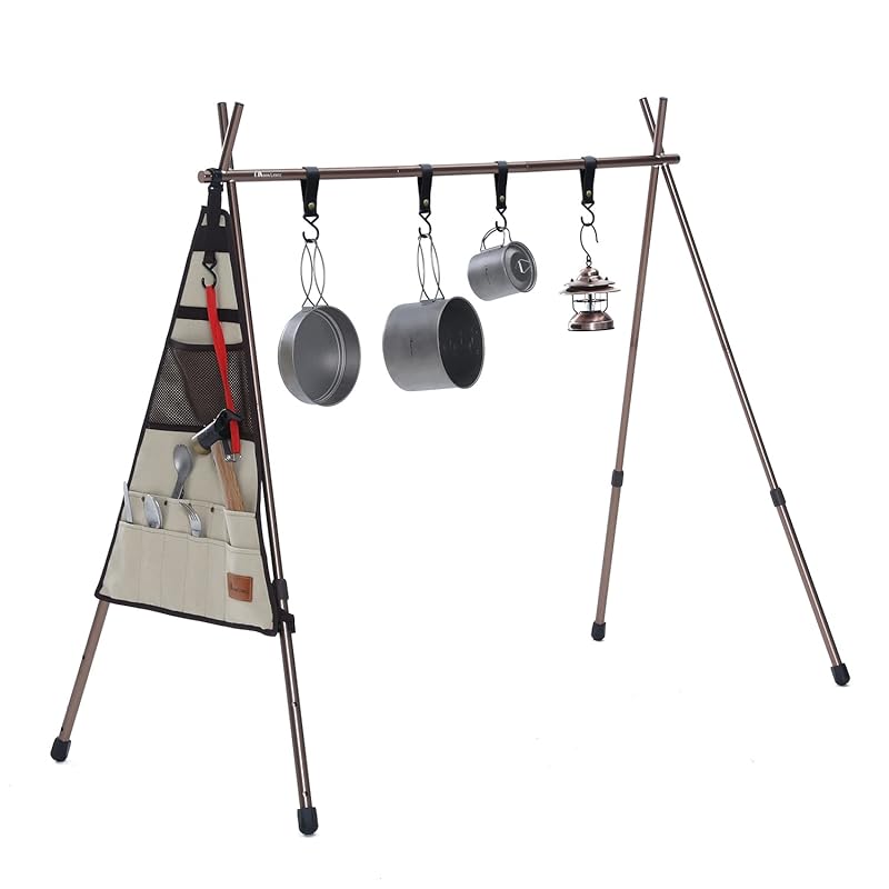 即納：MOON LENCE ハンギングラック ランタンスタンド ランタンハンガー 3段階高さ調整可 ハンガーラック キャンプ アルミ合金製 折り畳み式 軽量 持ち運び簡単 専用収納袋付き アウトドア用