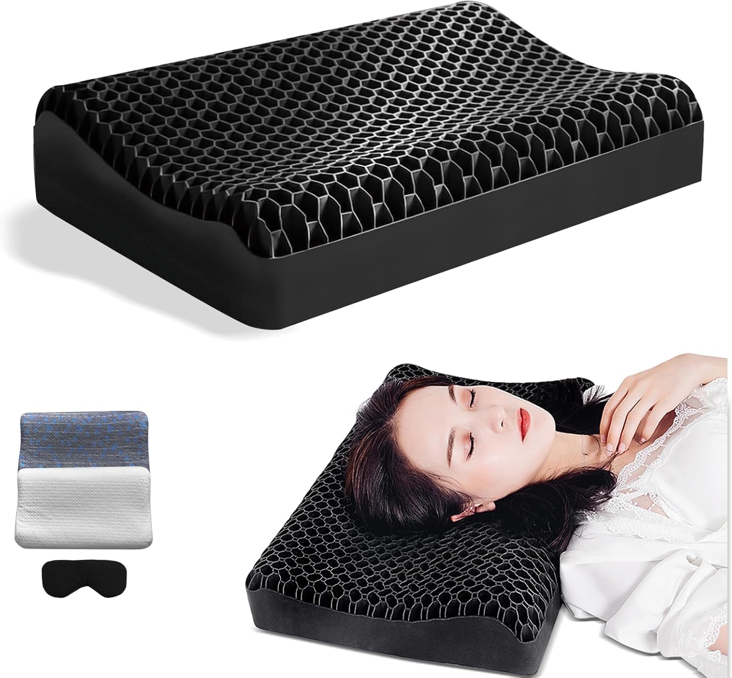 枕 快眠 無重力枕【Z世代睡眠製品研究所監修】まくら 人気 安眠枕 ジェル枕 横向き寝 柔らかな寝心地 高さ調節可 活性炭入り ジェル枕 ゲル枕 首枕 高反発 TPE素材 ハニカム構造 丸洗い可能 立