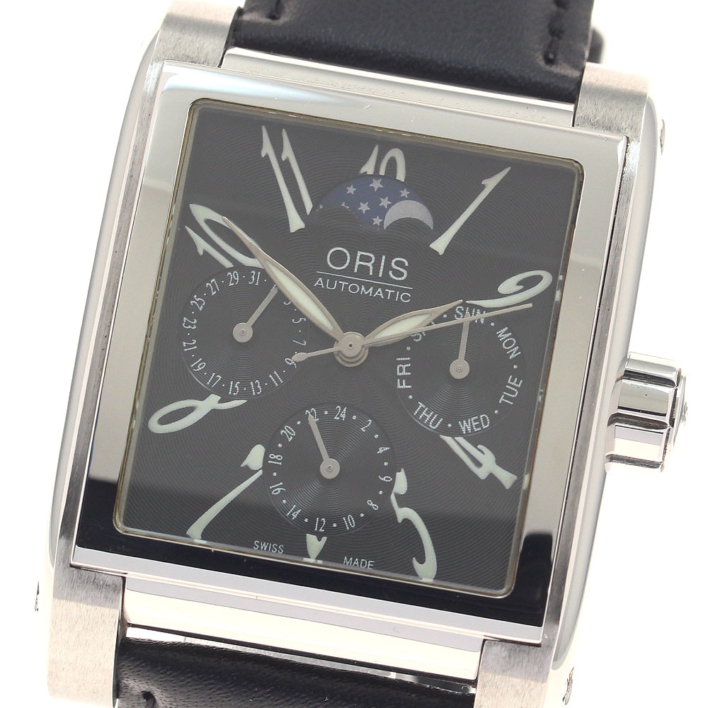 オリス ORIS 7528 マイルス コンプリケーション ムーンフェイズ デイデイト 自動巻き メンズ 良品 保証書付き_955132【中古】