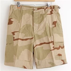 アメリカ軍 BDU カーゴショートパンツ/迷彩服パンツLサイズ リップストップ 3カラーデザートレプリカ