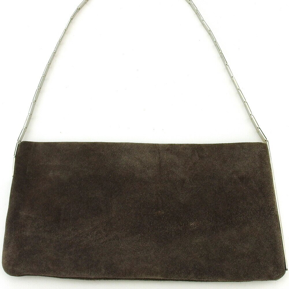 ショルダーバッグ ミニバッグ チェーンショルダー レディース ブラウン シルバー 中古