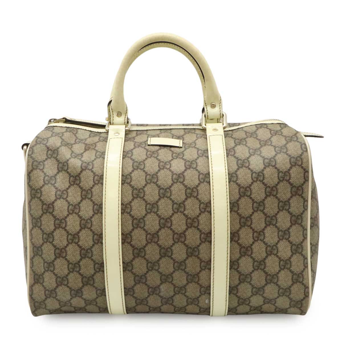 GGスプリーム ハンドバッグ ミニボストンバッグ PVC レザー グレージュ系 クリーム ゴールド金具 19360