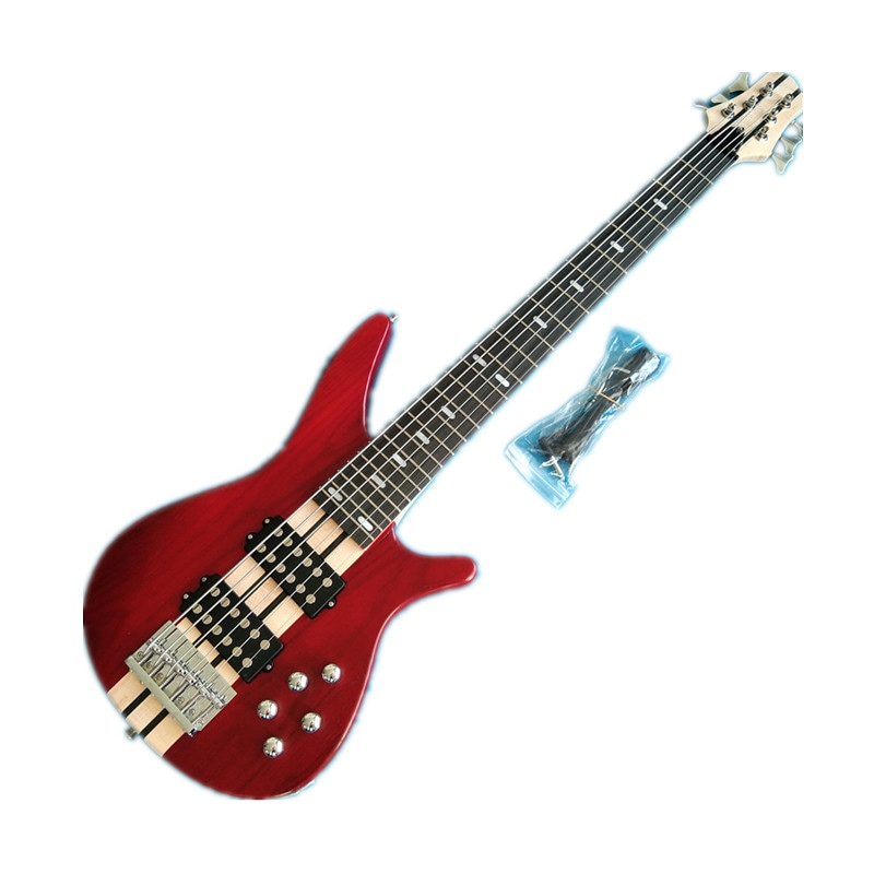 マットレッド6弦エレクトリックベースギター,ネックライン,ピックアップ HG537-1
