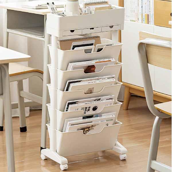 収納棚 本 desk-wagon ファイルワゴン 書類 オフィス 収納 大容量 キッチンワゴン マガジンラック 新聞 収納ワゴン ボックス 絵本 ラック 雑誌 キャスター