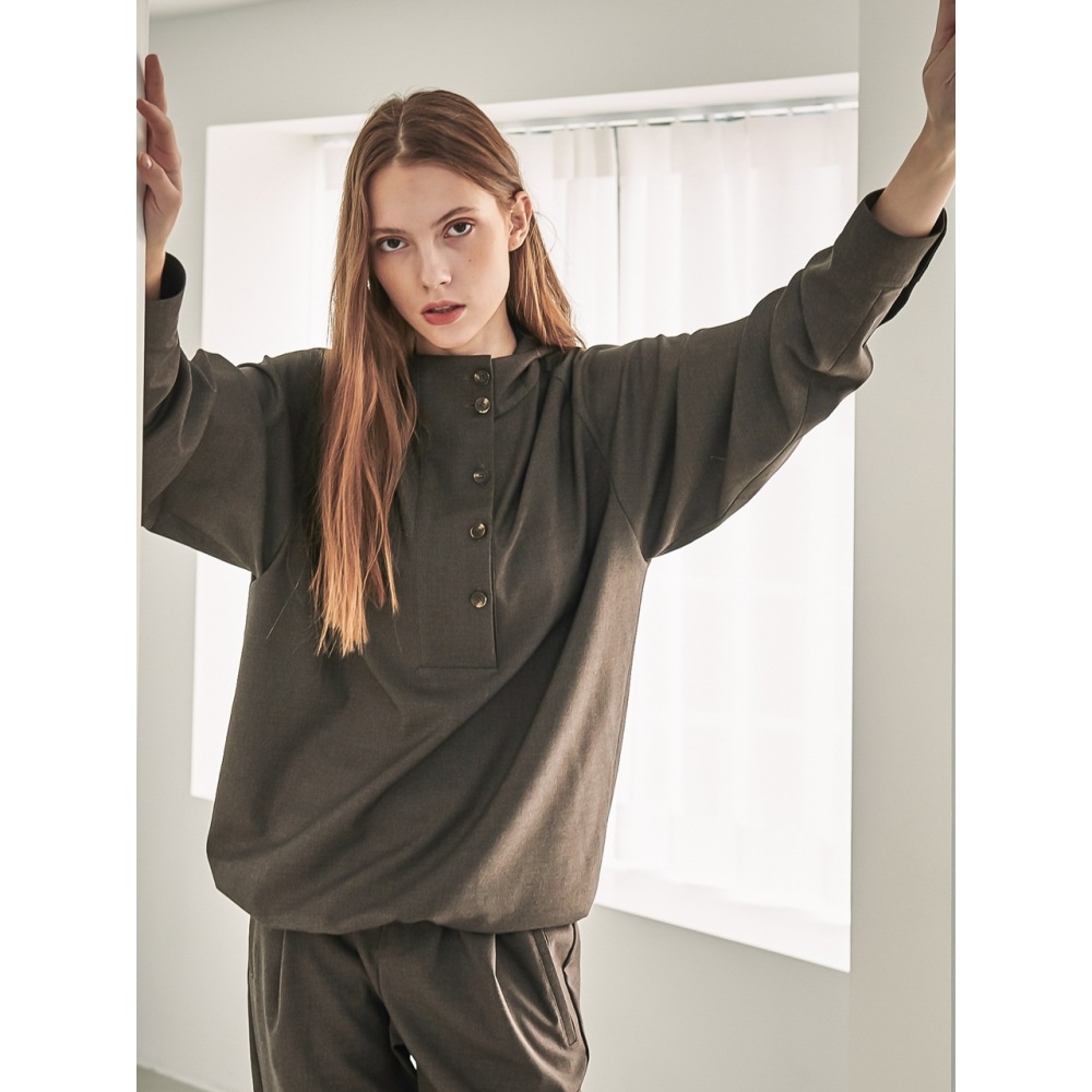 ACUD ガイア ワイドフライ パーカー ブラウス_コーヒー