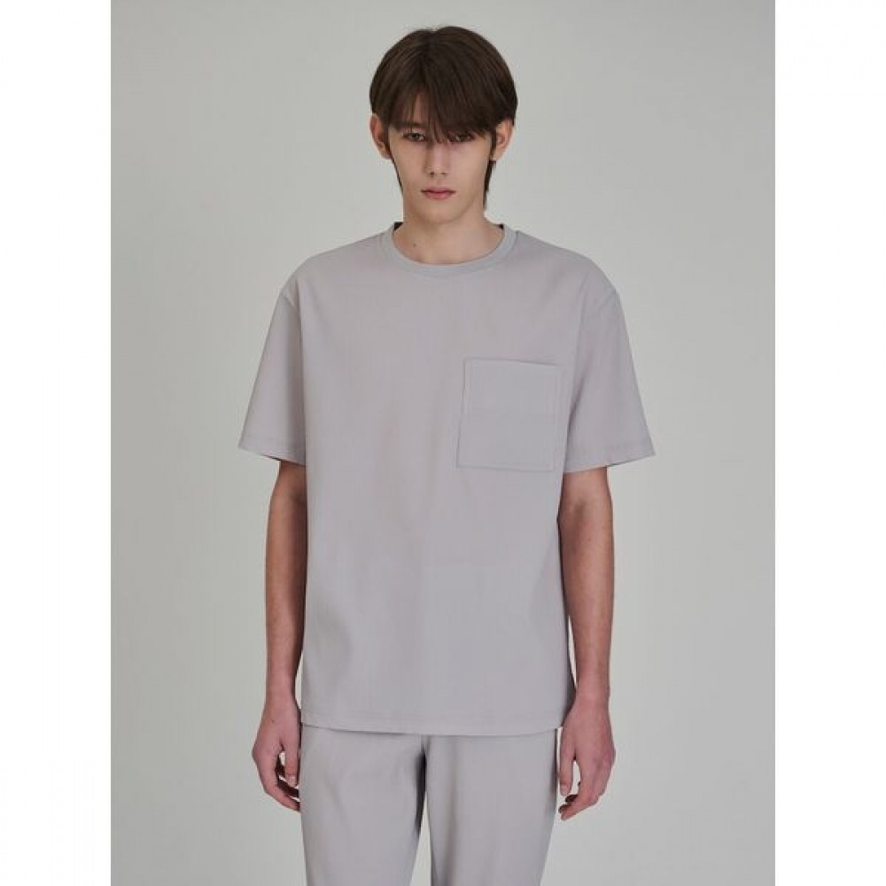 [ロガディス] プリーツオーバーフィット半袖ラウンドネックTシャツライトグレー (RY5442C842)