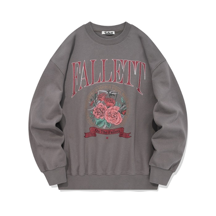 ローズ エンブレム マンツーマンTシャツ チャコール