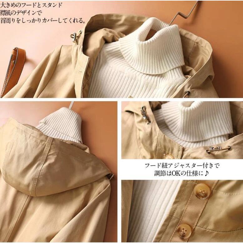 トレンチコート レディース スプリングコート 春 春コート アウター 春物 春服 コート ロングコート 長袖 トレンチ フード付き 大きいサイズ おしゃれ きれいめ