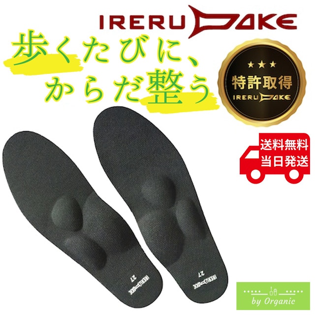 IRERUDAKEインソール (いつもの靴に入れるだけ) 特許技術 中敷き 腰痛 外反母趾 扁平足 偏平足 膝 ひざ痛 頭痛 肩こり 脊柱 疲労ケア 姿勢矯正 RiCAM 立ち仕事