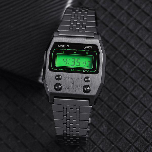 A1100B-1 モダンレトロ ヴィンテージ スクエア デジタル 男女兼用 メタル時計 d