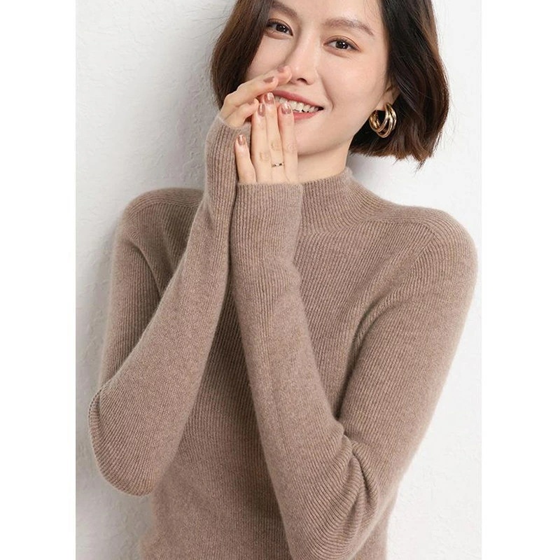 リブニット レディース カシュクール 春 秋 冬 長袖 無地 シンプル きれいめ おしゃれ セクシー 着痩せ 暖か 秋冬 30代 40代 上品 レトロ タイト セーター ニット ハイネック リブ ター