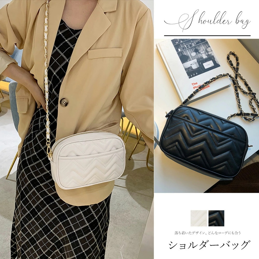 チェーンバッグ レディース キルティング ショルダーバッグ レザー調 大人 斜め掛けバッグ(T)