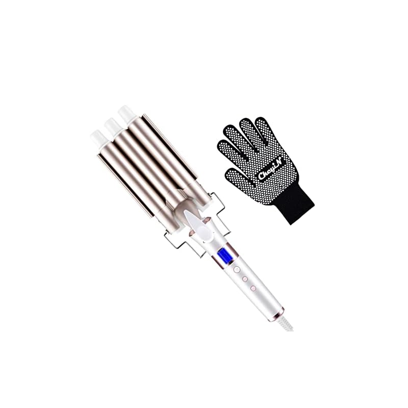 CkeyiN ウェーブアイロン ヘアアイロン 2022新開発 セラミックコーディング ヘアアイロン マイナスイオン80℃－230℃温度調節 急速加熱 耐熱手袋付き 22mm コテ 海外対応 プロ仕様