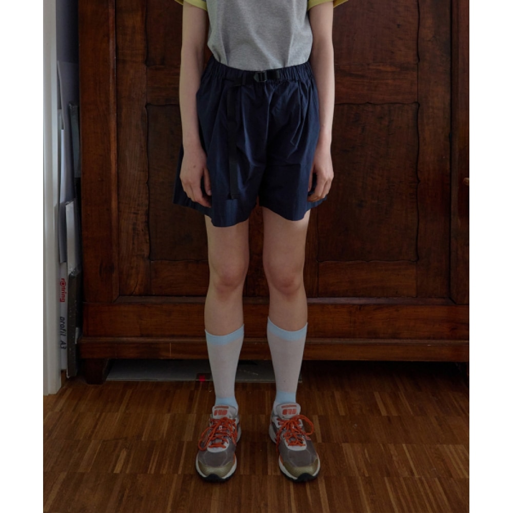 コンテンツなし 195.ベルト付きハーフパンツ _ ダークネイビー