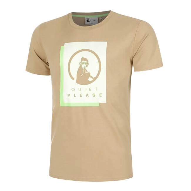 QUIET PLEASE(クワイエットプリーズ) 2025 FS メンズ ワイルドレイヤー プリント半袖Tシャツ QP110189-901サンド 【海外サイズ】