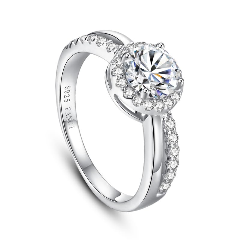 [FANCIME] 純銀 リング レディース 「輝く星光」 一粒 最高級ジルコニア 指輪 10号 内周：50.3mm シルバー S925 ペアリング ご褒美 彼女 カップル クリスマス 誕生日 記念日