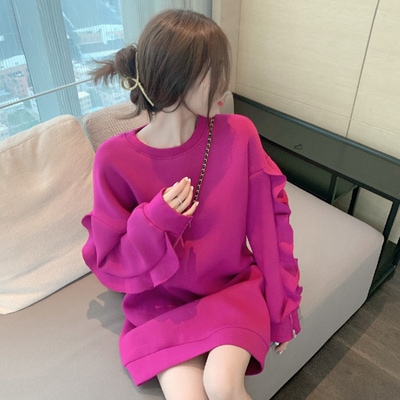 【送料無料】レディース セーター トップス フリル ルーズ 大人可愛い ママコーデ