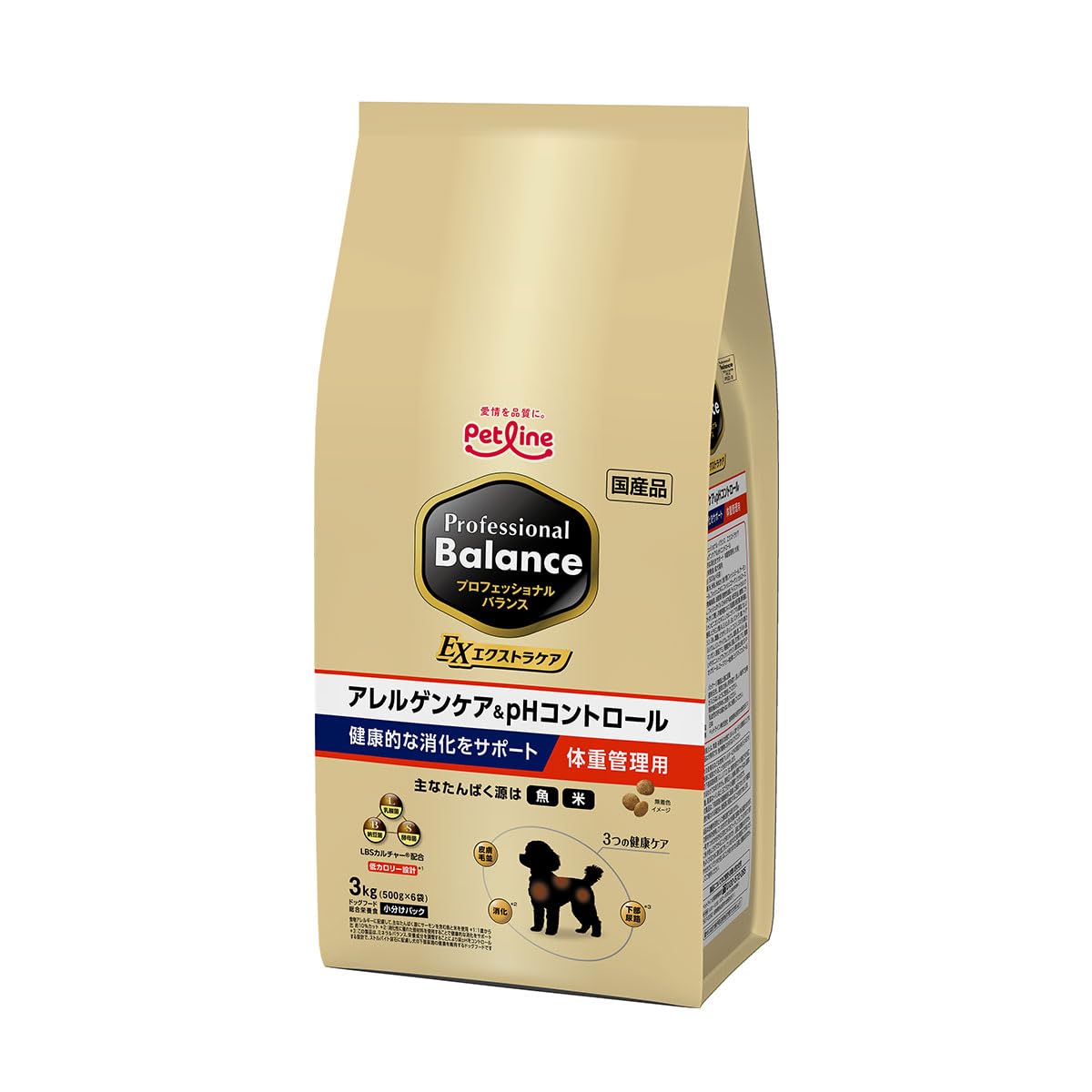 ペットライン プロフェッショナルバランス エクストラケア アレルゲンケア＆ｐHコントロール 健康的な消化をサポート 体重管理用 3kg（500g×6）