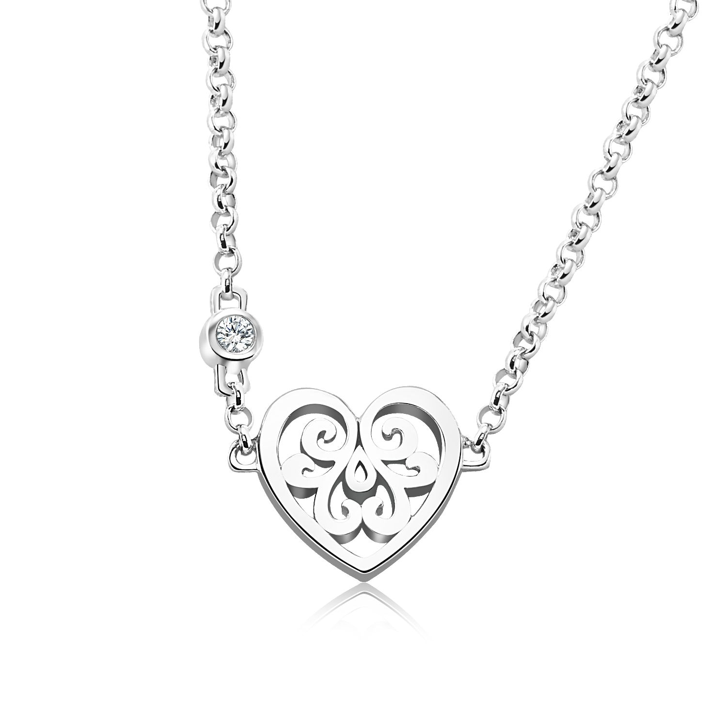 [高品质 Silver925] ジルコンダイヤモンドスターリングエキゾチックハートの形ブレスレット 8,799円