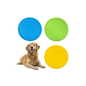 犬用フリスビー 投げるおもちゃ シリコン製 やわらかい ペットおもちゃ 耐久性 知能訓練 ストレス解消運動トレーニング 噛むおもちゃ 犬用スポーツディス 小型犬 中型犬 大型犬に適応 3個セット（黄色