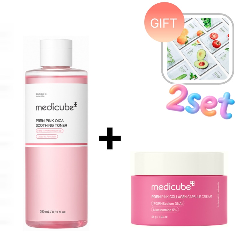 PDRNピンクシカスージングトナー250ml+PDRNピンクコラーゲンカプセルクリーム55g.保湿.ハリ.毛穴ケア.角質ケア.うるおい.しっとり.低刺激.敏感肌OK.韓国コスメ.スキンケア.デイリーケ