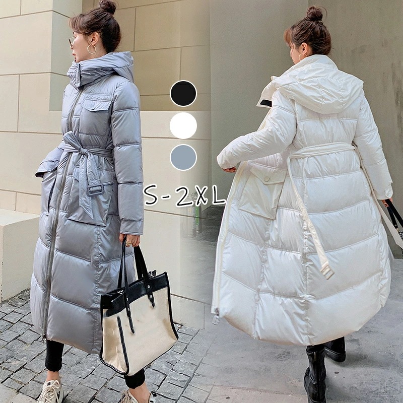 ダウンコート ロングコート レディース 冬 ダウンジャケット フード付き ベルト 帽子付き ロング丈コート 女性用 中綿コート ダウン アウター 前開き 暖かい 防寒 通勤 通学 カジュアル 大きいサ 7,038円