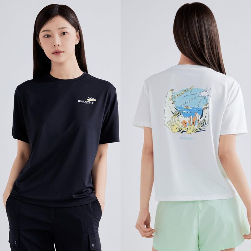 [通常価格69000ウォン] 女性ホットサマー バックグラフィック Tシャツ 半袖Tシャツ DWRS6H043