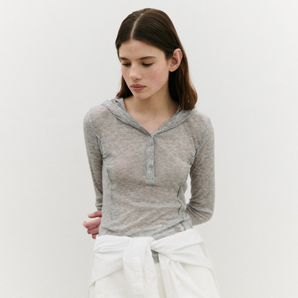 NUBASIC SLIM FIT HOOD T-SHIRT GRAY