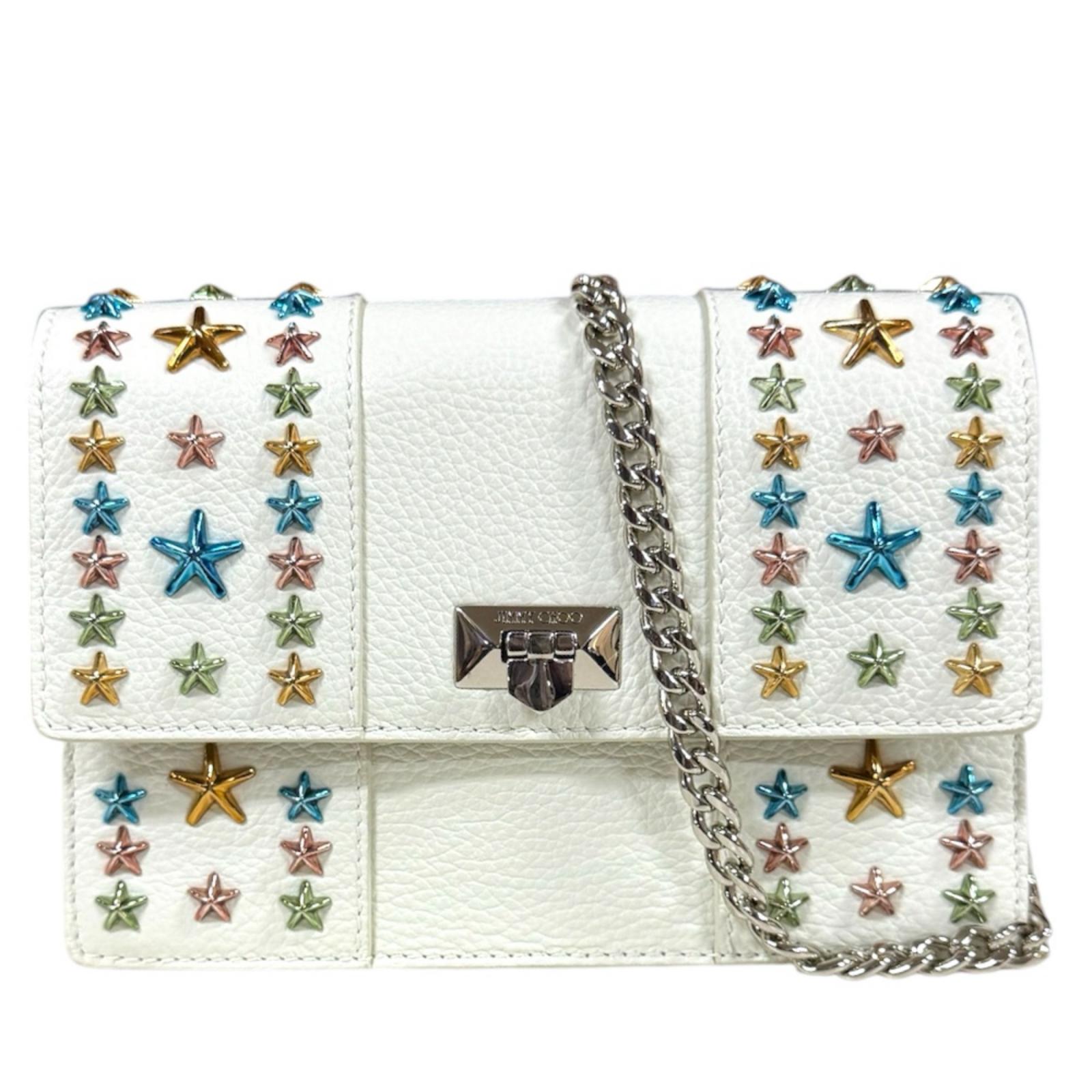 ジミーチュウ スタースタッズ ショルダーバッグ レザー ホワイト JIMMY CHOO 中古