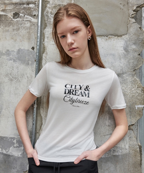シティブリーズテンセルシティレタリングショートスリーブ Tシャツ_ホワイト