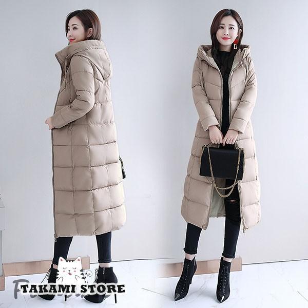 中綿ダウンコート レディース 40代 ロング丈 軽い アウター 中綿コート 中綿ジャケット ダウン風コート フード付き 厚手 暖かい 大きいサイズ スリム