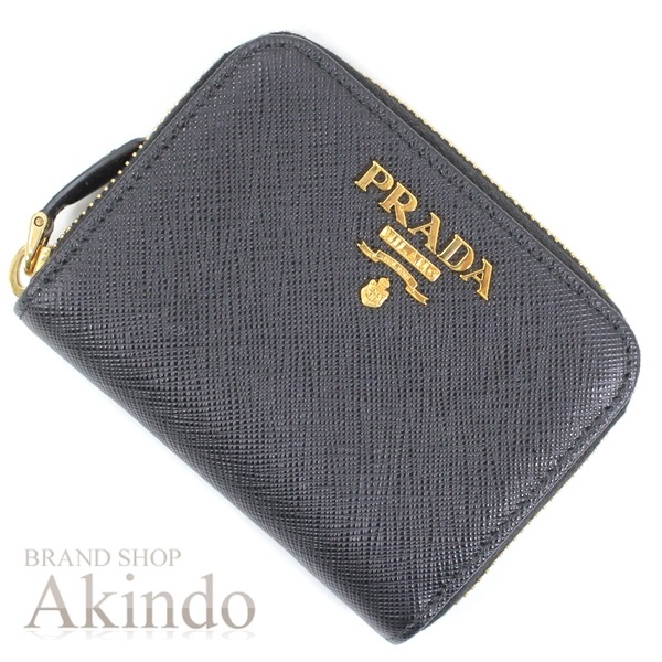 【新品】プラダ 小銭入れ コインケース ラウンドファスナー 黒 ブラック サフィアーノ メンズ レディース PRADA 1MM268 コインパース ゴールド金具 レザー 本革 ミニ財布 カードケース