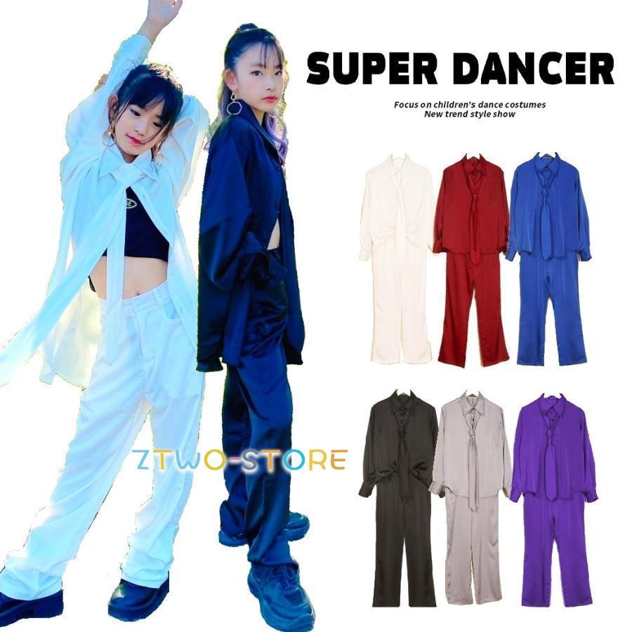 新しい子供用ダンスウェア ダンス衣装 セットアップ シャツ パンツ ジャズヒップホップ メンズ レディース キッズ ダンス衣装 K-POP 韓国 白 赤 青 黒 グレー 紫 2枚購入で2314円OFF