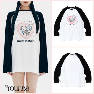 【YOUHEE】YOUHEE X LITTLE TWIN STAR HEART RAGLAN LONG SLEEVE Qoo10] YOUHEE 【YOUHEE X LITTLE TWI