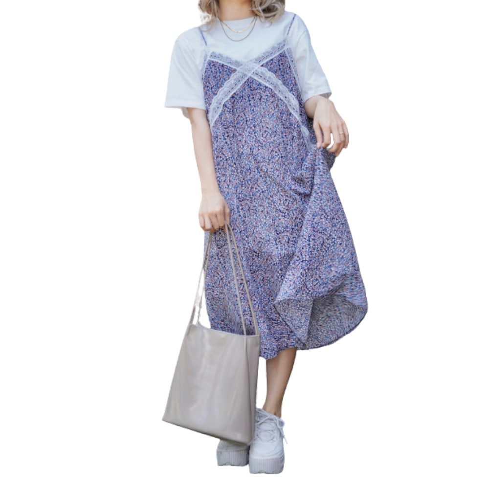 Flower Cami-onepiece & T-shirts 2P SET A,D,G レディース