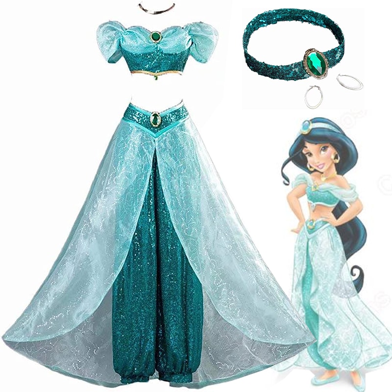 アラジンと魔法のランプ ジャスミン アラジン姫 コスプレ 衣装 大人 戴冠式 姫様 ドレス ワンピース レディース 文化祭 学園祭 ハロウェイン 遊園地 クリスマス イベント 撮影 舞台服 お祭り