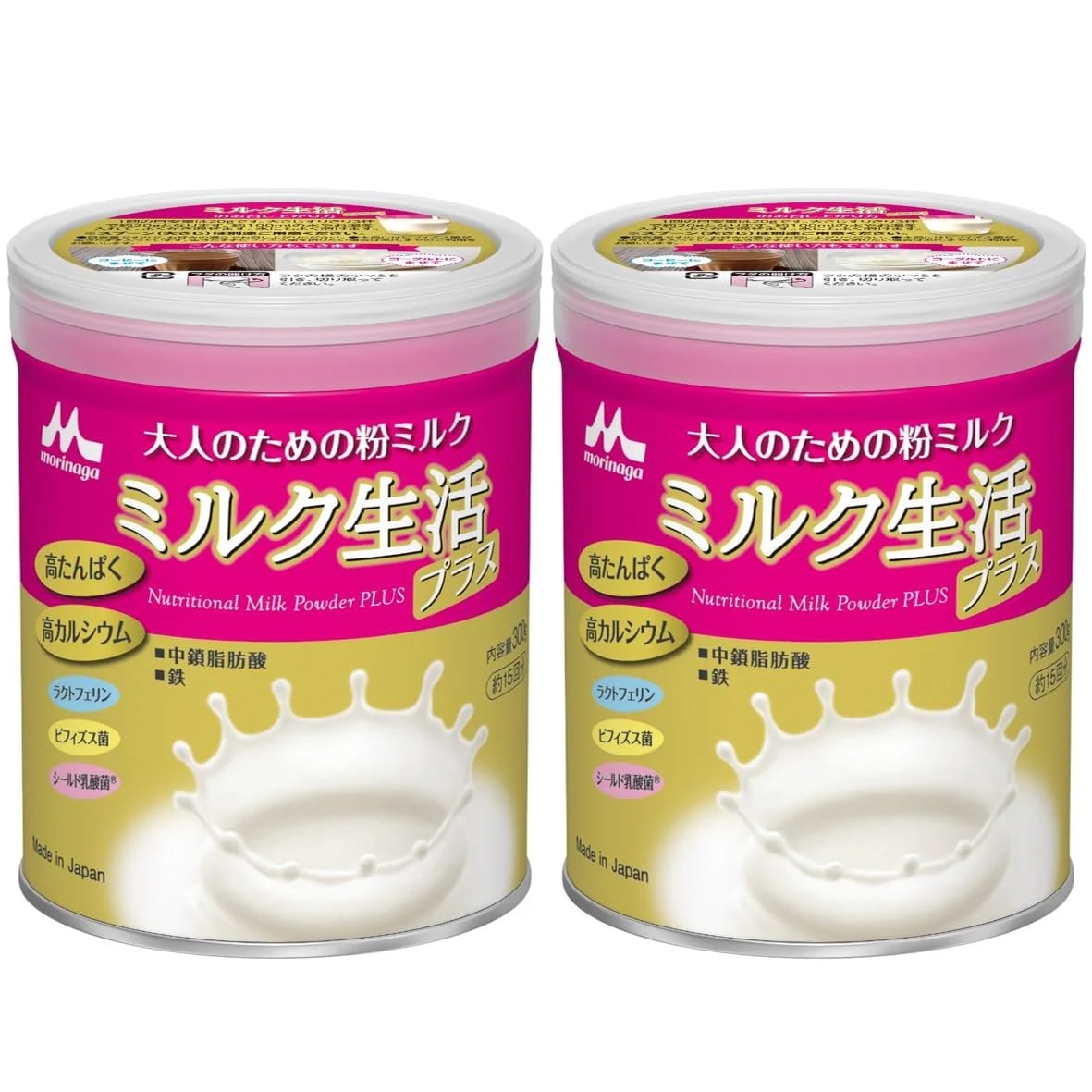【Amazon.co.jp限定】 森永乳業 大人のための粉ミルク ミルク生活プラス 300g×2缶セット [約30回分] 栄養補助食品 健康サポート6大成分