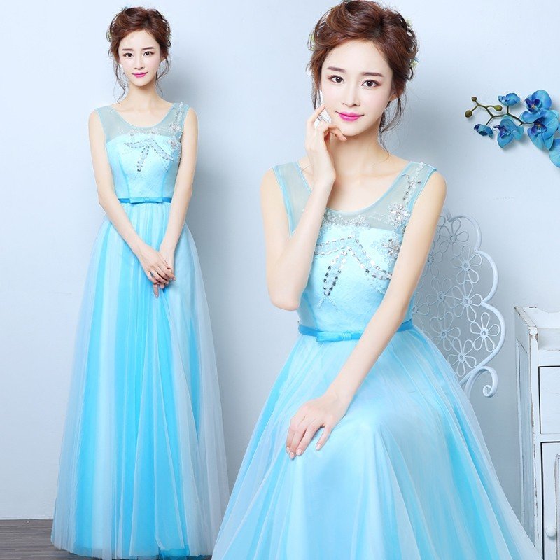 ロングドレス 安い カラードレス 青 イブニングドレス コンサート 二次会 カクテルドレス 演奏会 フォーマル ウエディングドレス
