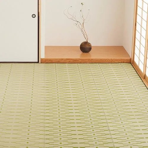 【メーカー直送品】萩原 洗えるい草風カーペット 柳 江戸間8帖GR グリーン