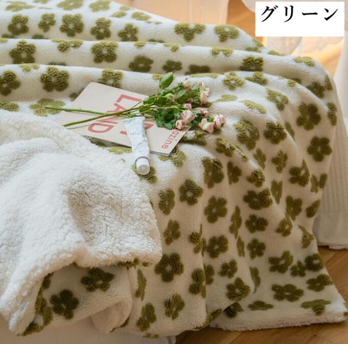 ブランケット ひざ掛け 花飾り 可愛い 韓国風 もこもこ 秋冬 厚手 暖かい 大判 毛布 あったか 北欧 昼寝に使える 膝掛け 洗濯可 掛け布団 おしゃれ 車中 プレゼント
