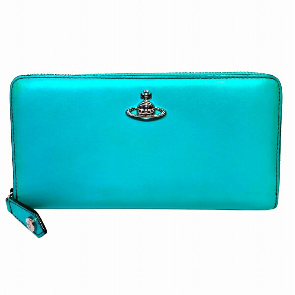 ヴィヴィアン ウエストウッド ミントグリーン ラウンドファスナー 長財布 レディース 【中古】