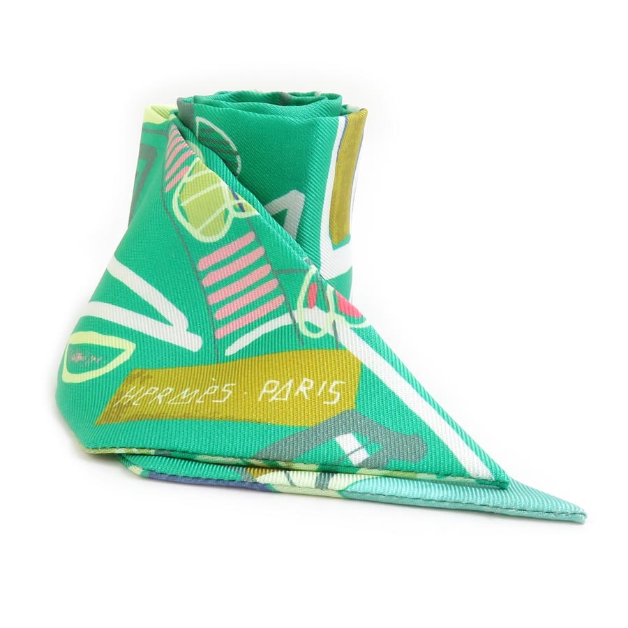 エルメス HERMES スカーフ ツイリー シルク グリーン/マルチカラー レディース w1093g