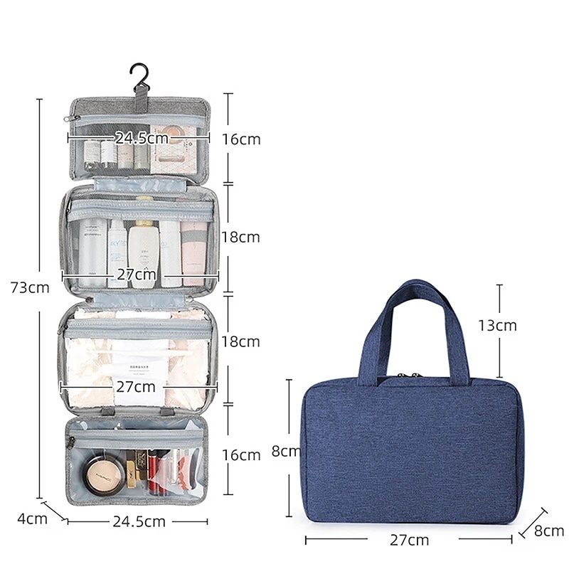 女性用化粧トラベルバッグ,収納ポーチ,整理整頓,化粧品,ハンギングストレージ Blue